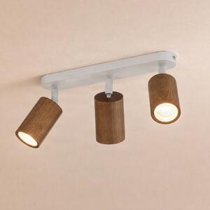 Faretto da soffitto Nisse, bianco, lunghezza 33 cm, a 3 luci, legno/metallo Nisse Luminex, dimmerabile, Bianco / Opale, Soggiorno / Sala da pranzo, Legno, Downlight