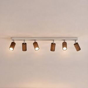 Faretto da soffitto Nisse, bianco, lunghezza 90 cm, a 5 luci, legno/metallo Nisse Luminex, dimmerabile, Bianco / Opale, Soggiorno / Sala da pranzo, Legno, Downlight