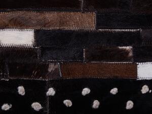 Tappeto in pelle marrone con spago di lana 140 x 200 cm patchwork rustico Beliani