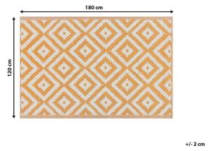 Tappeto per esterni arancione 120 x 180 cm terrazza patio balcone motivo geometrico moderno Beliani