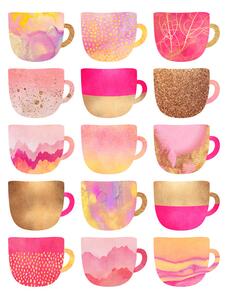 Illustrazione Pretty Pink Coffee Cups, Elisabeth Fredriksson, (30 x 40 cm)
