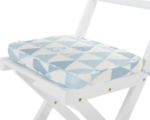 Set da bistrot 3 pezzi in legno massello di acacia bianco cuscini blu a doghe pieghevoli design scandinavo moderno Beliani