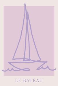 Illustrazione Le Bateau Purple, Rose Caroline Grantz, (30 x 40 cm)