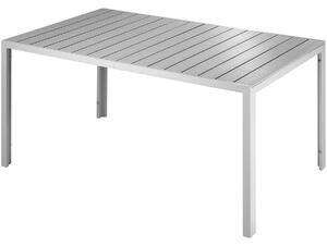Tectake 404402 tavolo da giardino bianca in alluminio, piedi regolabili in altezza, 150 x 90 x 74,5 cm - grigio/argento