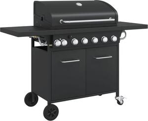 Barbecue a gas con 7 bruciatori, struttura in acciaio verniciato a polvere di colore nero