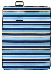 Tovaglia Picnic Pieghevole Onde Blu e Bianco 200x150 cm Velluto
