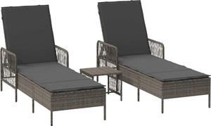 Lettino da sole 3 pcs Grigio e Grigio Scuro 55 x 200 x 92 cm