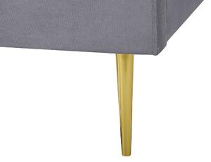 Letto grigio velluto tappezzeria doppia dimensione gambe dorate testiera con rete a doghe 140 x 200 cm design minimalista Beliani