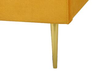 Letto in velluto giallo tappezzeria King Size gambe dorate testiera con rete a doghe 160 x 200 cm design minimalista Beliani