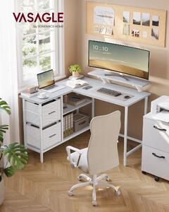 Scrivania VASAGLE, scrivania angolare, a forma di L, con supporto per monitor e ripiano regolabile
