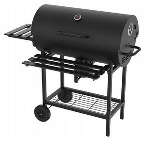 Griglia da giardino in legno per carbone (BBQ) di grandi dimensioni, con contenitore per la cenere, termometro, 3 griglie e ruote (KY740A-1)