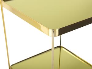 Tavolino Piano in Vetro Temperato dorato Gambe in Metallo con Ripiano Lucido Glam Beliani