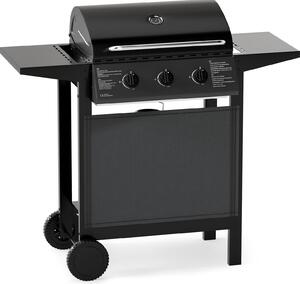 Barbecue a gas COSTWAY con 3 bruciatori, carrello per barbecue da 7 KW con tavolini, griglia, termometro, coperchio e ruote, barbecue da giardino per giardino