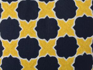 Set di 2 cuscini decorativi in cotone blu e giallo motivo quadrifoglio 45 x 45 cm Accessori arredo retrò Beliani