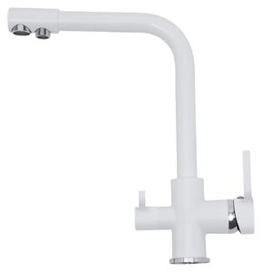 Rubinetto da cucina, configurazione a 3 vie, rotazione a 360°, colore: bianco