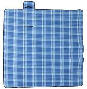 Tovaglia da Picnic Pieghevole A Quadri Blu 200x200 cm Velluto
