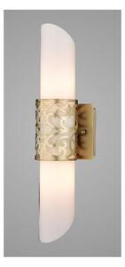 VENERA APPLIQUE IN VETRO BIANCO CON ORNAMENTO IN METALLO OTTONE ALTEZZA 45 CM LAMPADINE ATTACCO E14
