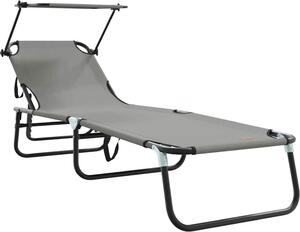 Lettino prendisole pieghevole Grigio 190 x 57 x 81 cm Oxford