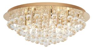 Plafoniera Lindby, Gillion, dimmerabile, Dorato / Ottone, Soggiorno, Cristallo, Moderno