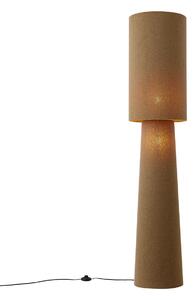 Lampada da terra Japandi marrone in tessuto teddy a 2 luci - Trombet