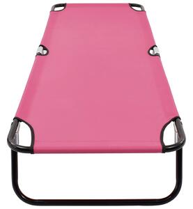 Lettino Prendisole Pieghevole in Acciaio Rosa