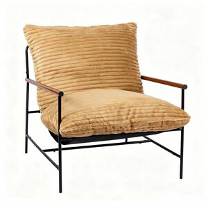 Poltrona di design per il soggiorno - Comoda poltrona da lettura - Seduta profonda - Braccioli in legno - Struttura in legno - Assemblaggio richiesto - Colore kaki
