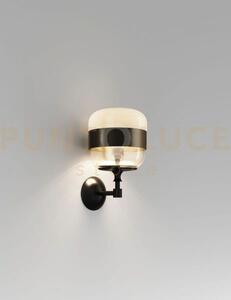 Futura applique a parete p ambra ottone montatura nero opaco 1 luce