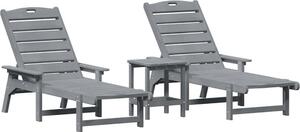 Lettino da sole 3 pcs Grigio chiaro Polietilene