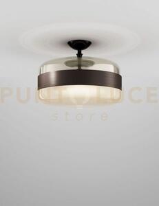 Futura soffitto g ambra ottone montatura nero opaco 1 luce attacco e27