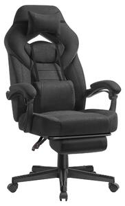 SONGMICS Sedia da ufficio ergonomica con poggiapiedi, sedia da gaming per l'ufficio domestico, cuscino lombare, poggiatesta, fino a 150 kg, nera