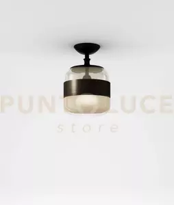 Futura soffitto p ambra ottone montatura nero opaco 1 luce attacco e27