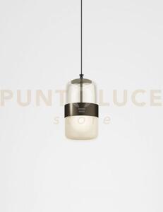 Futura sospensione m ambra ottone montatura nero opaco 1 luce attac