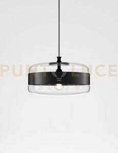 Futura sospensione g cristallo nero montatura nero opaco 1 luce att