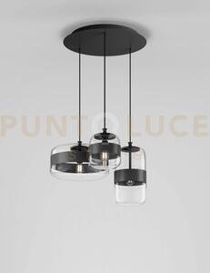 Futura sospensione 3 cristallo nero montatura nero opaco 3 luci att