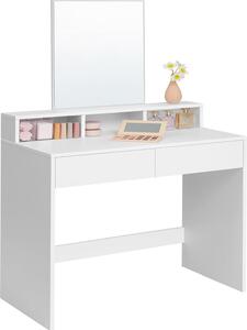 Songmics Tavolino da toilette Moderno Specchio Cassetti Scomparti Bianco