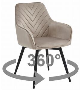 Sedia girevole Nana360 in velluto beige scuro