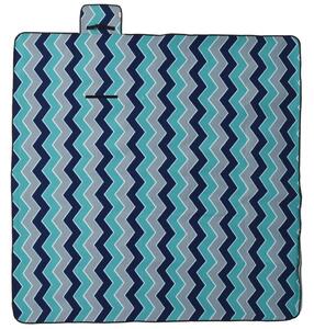 Tovaglia da Picnic Pieghevole A Onde Blu 200x200 cm in Velluto