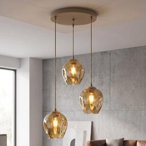 Lampadario a sospensione con cavo ISTAR 3xE27/15W/230V beige/beige fumé