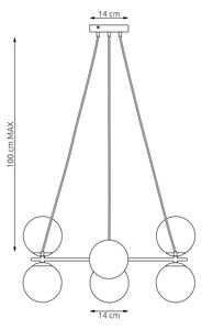 Lampadario a sospensione con cavo AZURA 6xE14/10W/230V rosa/bianco