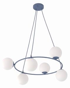 Lampadario a cavo AZURA 6xE14/10W/230V blu/bianco
