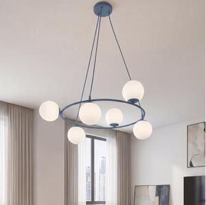 Lampadario a cavo AZURA 6xE14/10W/230V blu/bianco
