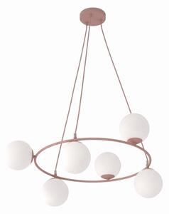 Lampadario a sospensione con cavo AZURA 6xE14/10W/230V rosa/bianco