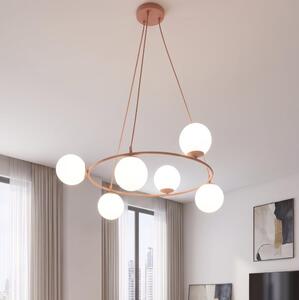 Lampadario a sospensione con cavo AZURA 6xE14/10W/230V rosa/bianco