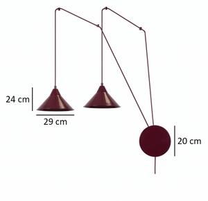 Lampadario a sospensione con cavo ABRAMO 2xE27/15W/230V rosso
