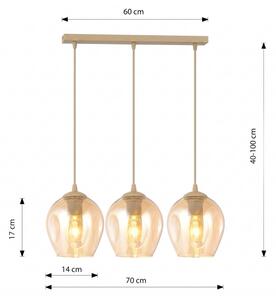Lampadario a sospensione con cavo ISTAR 3xE27/15W/230V beige/beige fumé