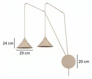 Lampadario a cavo ABRAMO 2xE27/15W/230V beige