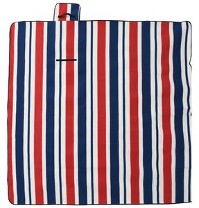 Tovaglia Picnic Pieghevole Strisce Rosse Blu 200x200 cm Velluto