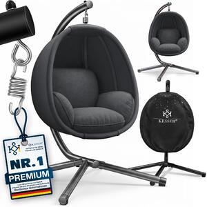 KESSER® Luxe: poltrona sospesa con struttura + morbido cuscino di seduta, imbottitura laterale, cuscini per seduta e schienale; cesto sospeso per interni ed esterni, dondolo da giardino, poltrona sospesa con base stabile, max. 150 kg