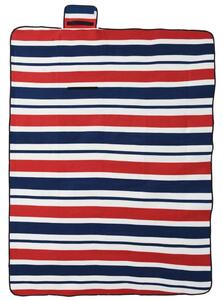 Tovaglia Picnic Pieghevole Strisce Rosse Blu 200x150 cm Velluto