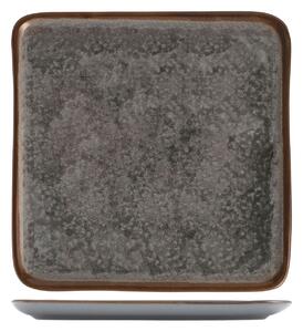 Piatto quadrato Velvet in stoneware marrone grigio cm 26